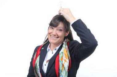 Ampul ile eski beyaz kadın