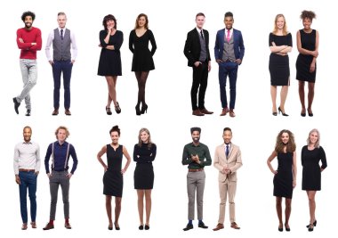 Beyaz arka planda farklı kişiler kümesi