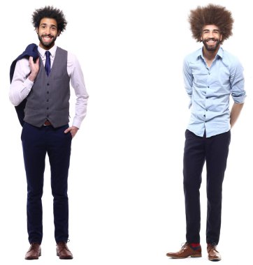 Beyaz arka plan üzerinde afro-Amerikan erkek seti