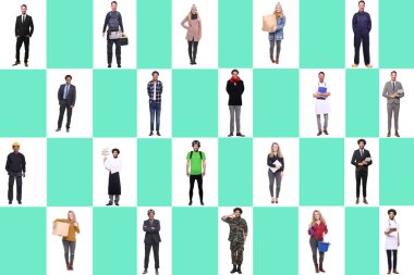 Farklı mesleklere sahip çok ırklı insanlar kümesi