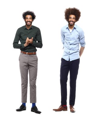 Beyaz arka plan üzerinde afro-Amerikan erkek seti