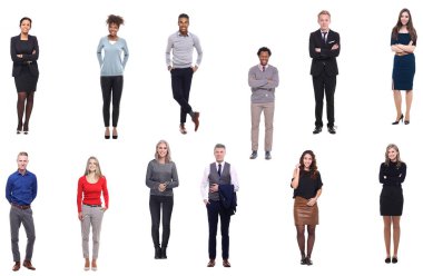 Beyaz arka planda farklı kişiler kümesi