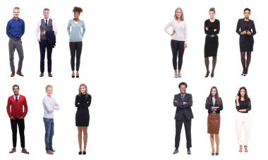 Beyaz arka planda farklı kişiler kümesi