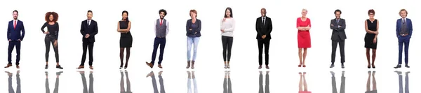 Conjunto Personas Multiétnicas Posando Sobre Fondo Blanco —  Fotos de Stock