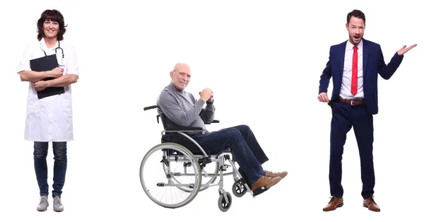 Lekarz Osoba Niepełnosprawna Białym Tle — Zdjęcie stockowe