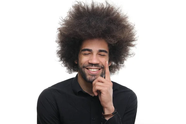 Afroamerikanischer Mann Posiert Auf Weißem Hintergrund — Stockfoto