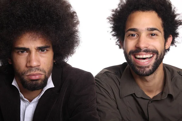 Zwei Schwarze Männer Posieren Auf Weißem Hintergrund — Stockfoto