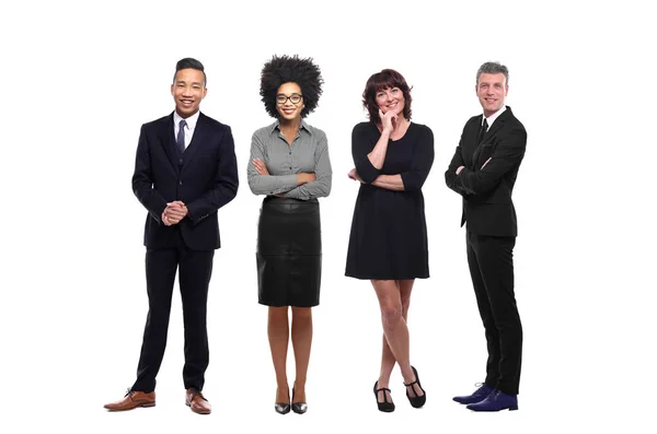 Conjunto Personas Multiétnicas Posando Sobre Fondo Blanco — Foto de Stock