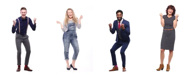 Conjunto Personas Multiétnicas Posando Sobre Fondo Blanco —  Fotos de Stock