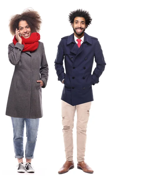 Couple Afro Américain Sur Fond Blanc — Photo