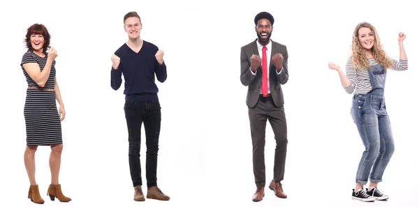 Conjunto Personas Multiétnicas Posando Sobre Fondo Blanco —  Fotos de Stock