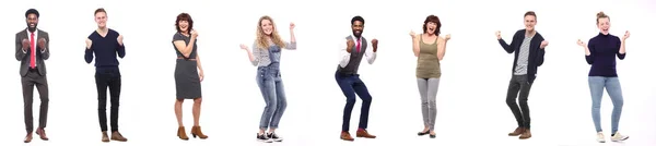 Conjunto Personas Multiétnicas Posando Sobre Fondo Blanco — Foto de Stock