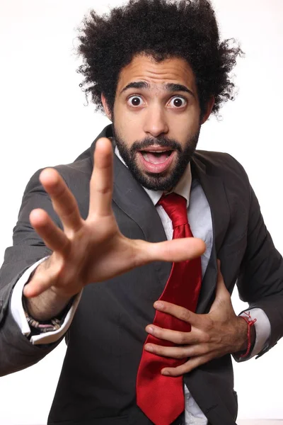 Surprised Black Businessman Feeling Shock — Stock Photo, Image