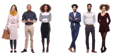 Beyaz arka plan üzerinde afro-Amerikan insanlar kümesi 