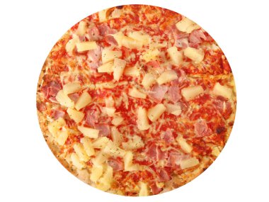 Beyaz arka planda büyük pizza