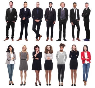 Beyaz arka planda farklı kişiler kümesi