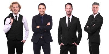 Beyaz arka planda kafkas erkekler seti