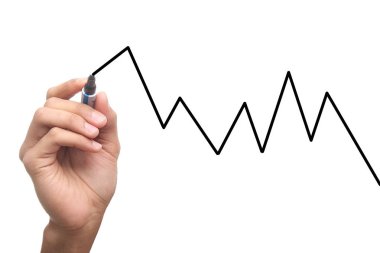 İşadamı işaretli iş grafiği gösteriyor