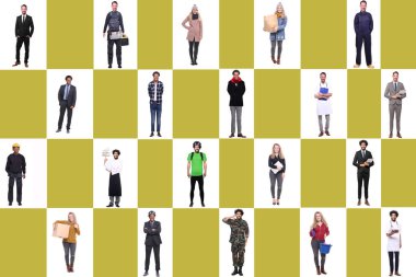 Farklı mesleklere sahip çok ırklı insanlar kümesi