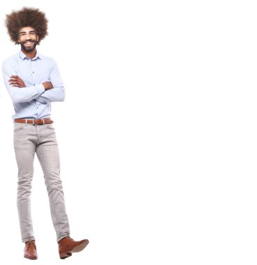 Beyaz arka plan üzerinde mutlu siyah adam