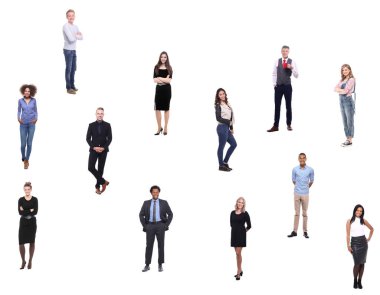 Beyaz arka planda farklı kişiler kümesi