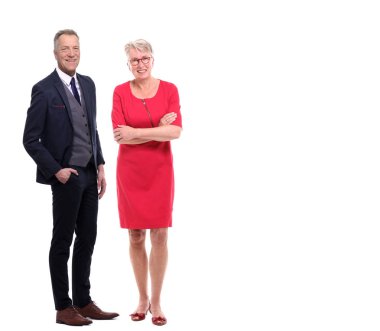 Beyaz arka planda kafkas çift