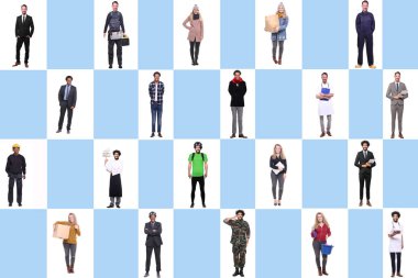 Farklı mesleklere sahip çok ırklı insanlar kümesi