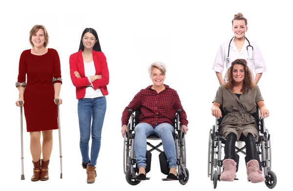 Médecin Personnes Handicapées Sur Fond Blanc — Photo