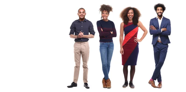 Afro Americanos Homens Mulheres Está Posando Fundo Branco — Fotografia de Stock