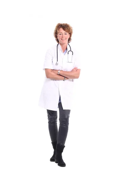 Médico Femenino Sobre Fondo Blanco — Foto de Stock