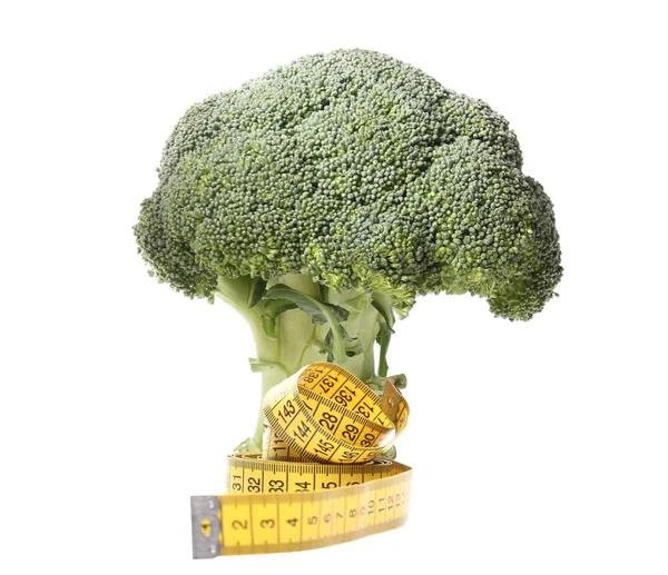 Broccoli Med Måttband Sunt Koncept — Stockfoto