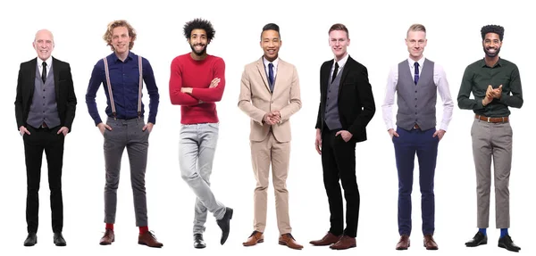 Množina Multietnických Mužů Bílém Pozadí — Stock fotografie