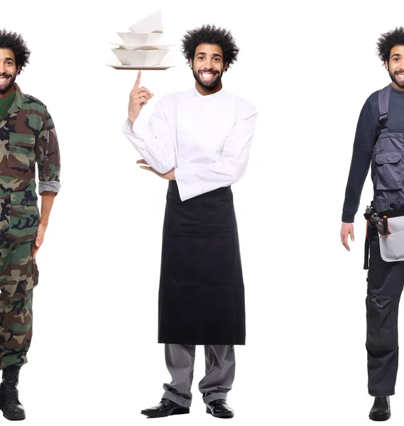 Homme Afro Américain Dans Différentes Professions — Photo