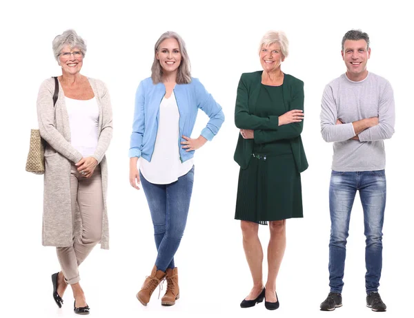 Caucasico Uomo Donne Posa Sfondo Bianco — Foto Stock