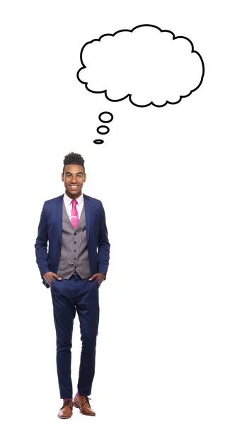 Afro American Man Speech Bubble White Background — Stock Photo, Image