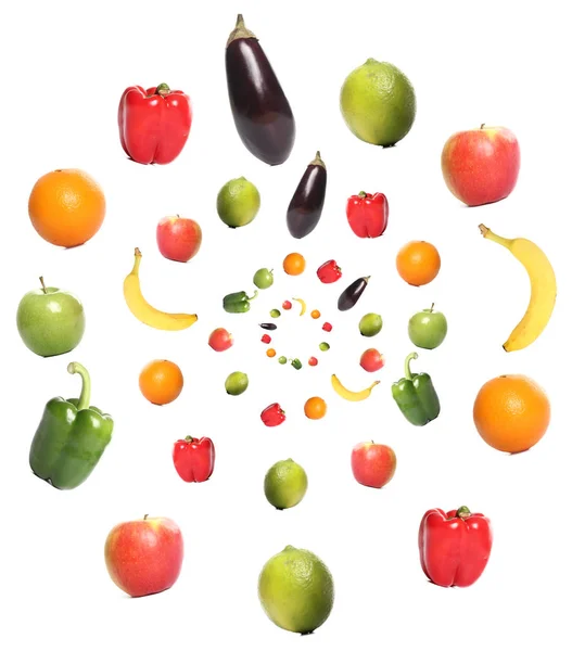 一套不同的蔬菜和水果 — 图库照片
