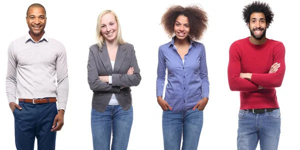 Set Multi Ethnic People Posing White Background — Stock Photo, Image