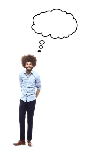 Afro American Man Speech Bubble White Background — Stock Photo, Image