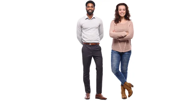 Interracial Couple White Background — Stock Photo, Image