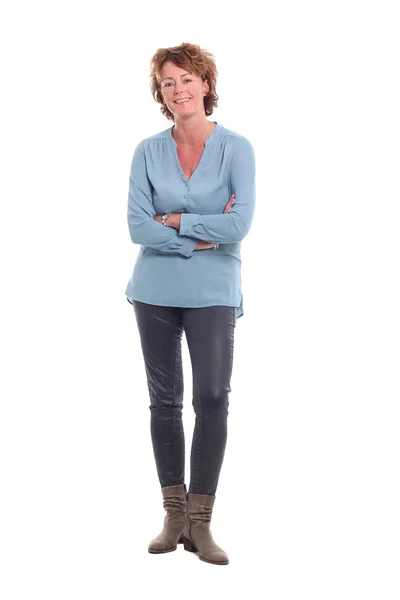 Mutlu kadın beyaz arka planda