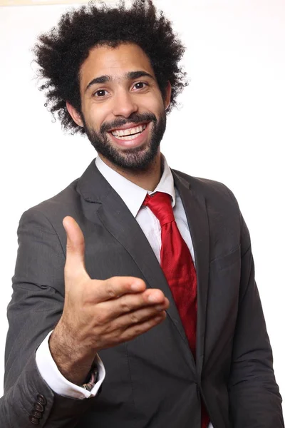 Hombre Negro Dando Mano Para Apretón Manos — Foto de Stock