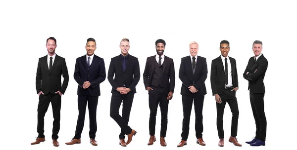 Množina Multietnických Mužů Bílém Pozadí — Stock fotografie