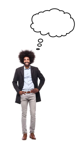 Afroamerikanischer Mann Mit Sprechblase Auf Weißem Hintergrund — Stockfoto