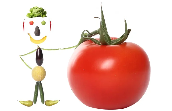 Humano Legumes Frutas Com Tomate — Fotografia de Stock