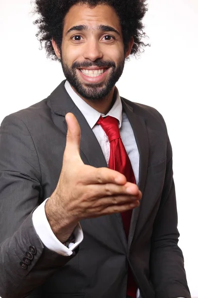 Hombre Negro Dando Mano Para Apretón Manos — Foto de Stock