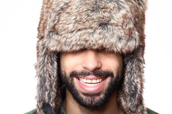 Black Man Winter Hat — Stock Photo, Image