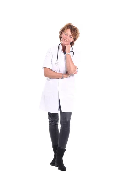 Médico Femenino Sobre Fondo Blanco — Foto de Stock