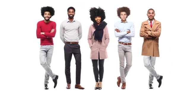 Ensemble Personnes Afro Américaines Sur Fond Blanc — Photo