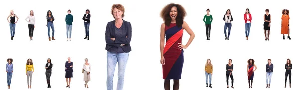 Set Van Multiraciale Vrouwen Van Verschillende Leeftijden Witte Achtergrond — Stockfoto