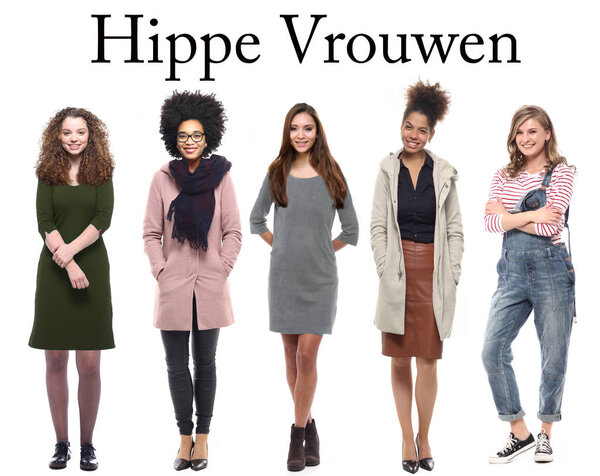 Межрасовые женщины позируют на белом фоне
